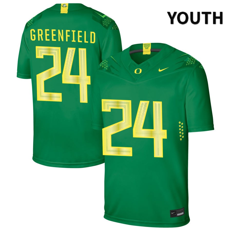 Oregon Ducks Youth #24 JJ Greenfield Football College Authentic Green NIL 2022 Nike Jersey OLW35O2E